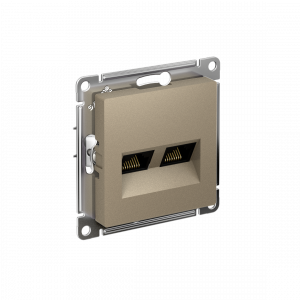 ATLASDESIGN РОЗЕТКА двойная компьютерная RJ45+RJ45 кат. 6А, механизм, ШАМПАНЬ