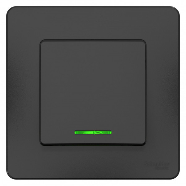 Выключатель Schneider Electric BLANCA 1-клав. с подсвет. С/У 10АХ/250B АНТРАЦИТ