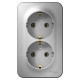 Розетка Schneider Electric BLANCA 2х-мест. с заземлением О/У 16А/250В АЛЮМИНИЙ