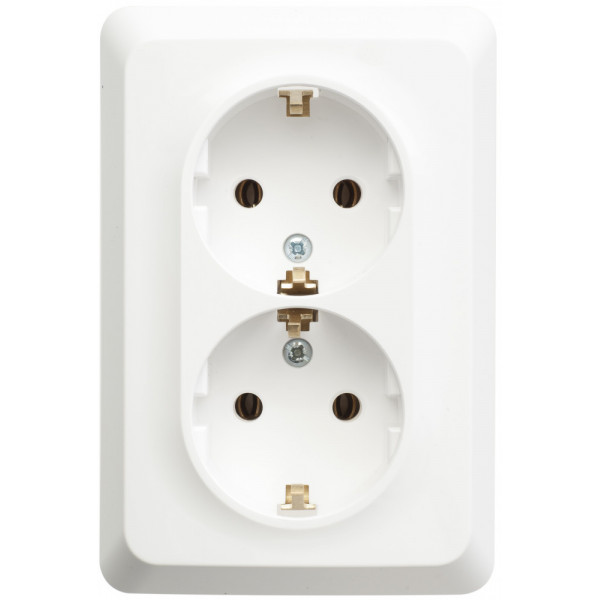 Розетка Schneider Electric ЭТЮД 2х-мест. С/У с заземл. 16А/250В БЕЛЫЙ