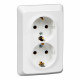 Розетка Schneider Electric ЭТЮД 2х-мест. С/У с заземл. 16А/250В БЕЛЫЙ