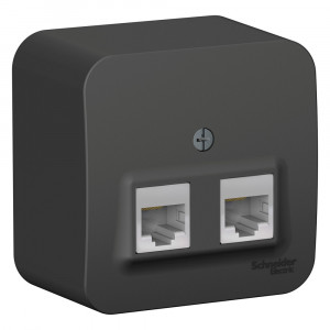 Комп. розетка Schneider Electric BLANCA 2х-мест. RJ45 кат.5e О/У АНТРАЦИТ
