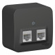 Комп. розетка Schneider Electric BLANCA 2х-мест. RJ45 кат.5e О/У АНТРАЦИТ