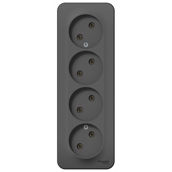 Розетка Schneider Electric BLANCA 4х-мест. О/У 16А/250В АНТРАЦИТ
