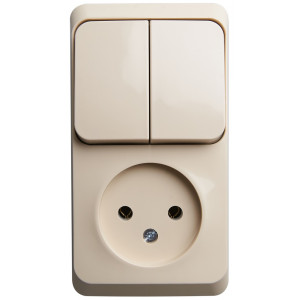 Блок Schneider Electric ЭТЮД розетка/2-клав. выкл. О/У 16А/10A 250В КРЕМОВЫЙ