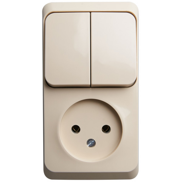 Блок Schneider Electric ЭТЮД розетка/2-клав. выкл. О/У 16А/10A 250В КРЕМОВЫЙ