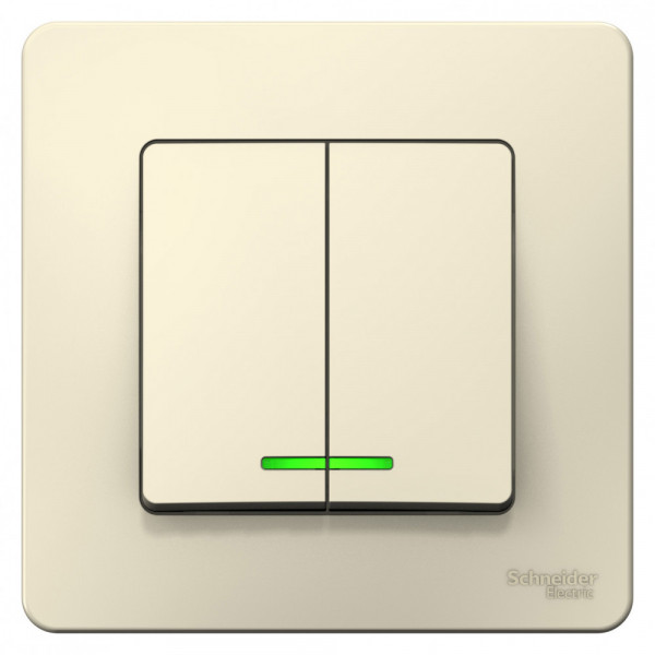 Выключатель Schneider Electric BLANCA 2х-клав. с подсвет. С/У 10АХ/250B МОЛОЧНЫЙ