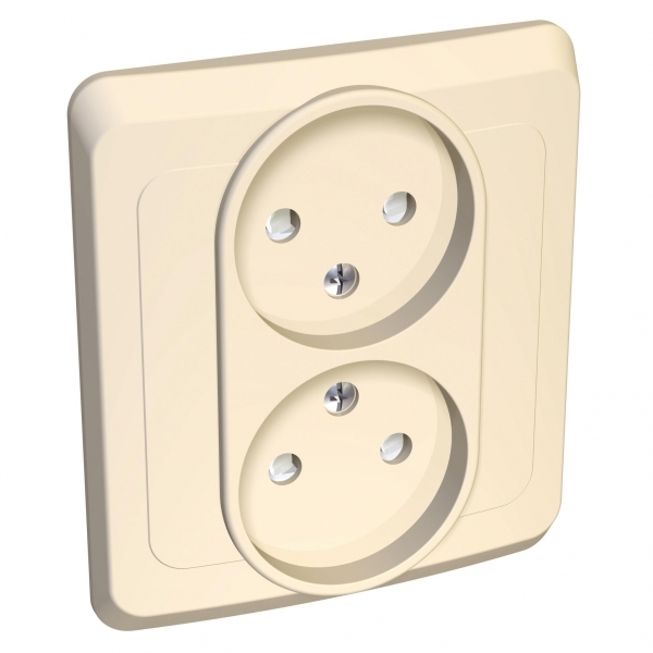 Розетка Schneider Electric ЭТЮД 2х-мест. С/У со шт. 16А/250В КРЕМОВЫЙ