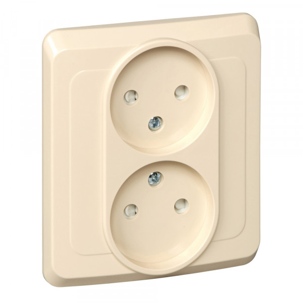 Розетка Schneider Electric ЭТЮД 2х-мест. С/У со шт. 16А/250В КРЕМОВЫЙ