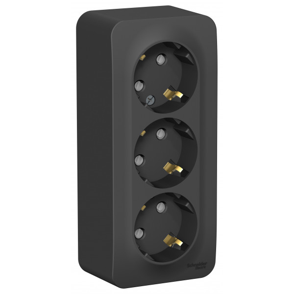 Розетка Schneider Electric BLANCA 3х-мест. заземл.+шторки О/У 16А/250В АНТРАЦИТ