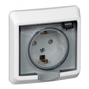 Розетка Schneider Electric ЭТЮД 1-мест. IP44 С/У с заземл. 16А/250В БЕЛЫЙ