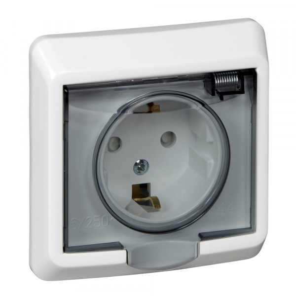 Розетка Schneider Electric ЭТЮД 1-мест. IP44 С/У с заземл. 16А/250В БЕЛЫЙ