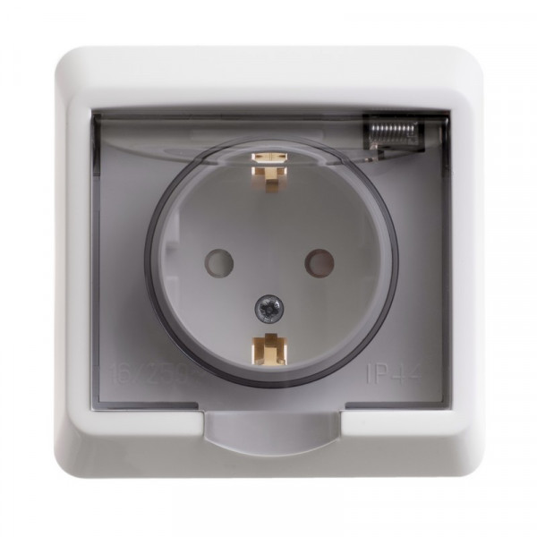 Розетка Schneider Electric ЭТЮД 1-мест. IP44 С/У с заземл. 16А/250В БЕЛЫЙ