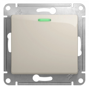 GLOSSA 1-клавишный ВЫКЛЮЧАТЕЛЬ с подсветкой, сх.1а, 10AX, механизм, МОЛОЧНЫЙ