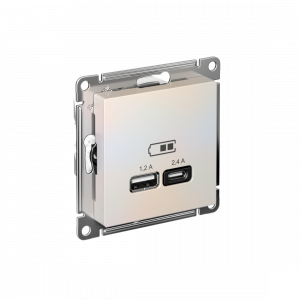 ATLASDESIGN USB РОЗЕТКА А+С, 5В/2,4А, 2х5В/1,2А, механизм, ЖЕМЧУГ