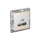 ATLASDESIGN USB РОЗЕТКА А+С, 5В/2,4А, 2х5В/1,2А, механизм, ЖЕМЧУГ