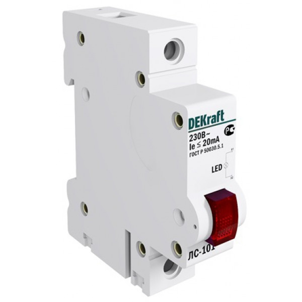 Лампа сигнальная на DIN-рейку 1P КРАСНАЯ LED ЛС-101 220В