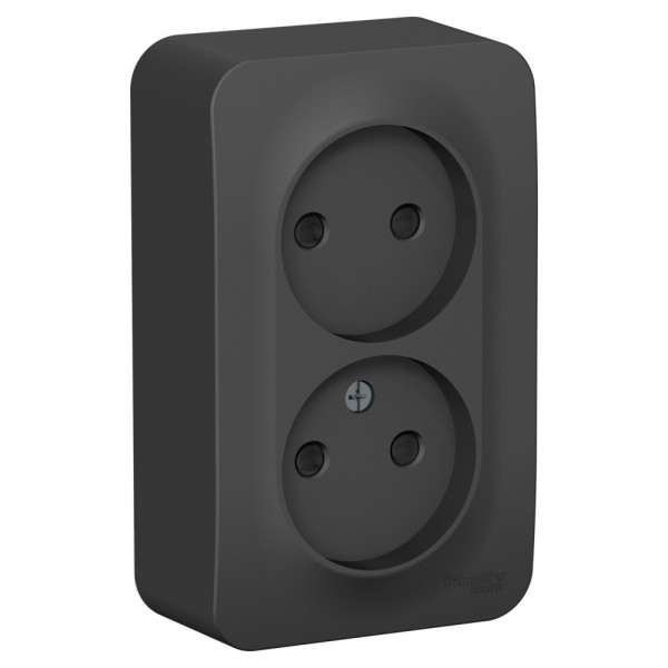 Розетка Schneider Electric BLANCA 2х-мест. О/У со шторками 16А/250В АНТРАЦИТ