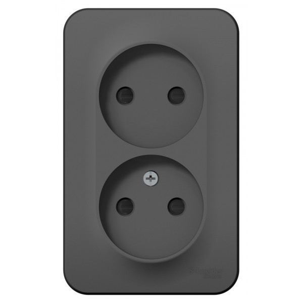 Розетка Schneider Electric BLANCA 2х-мест. О/У со шторками 16А/250В АНТРАЦИТ