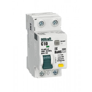 АВДТ 1P+N 10А 10мА AC х-ка C ДИФ-103 6кА нов.