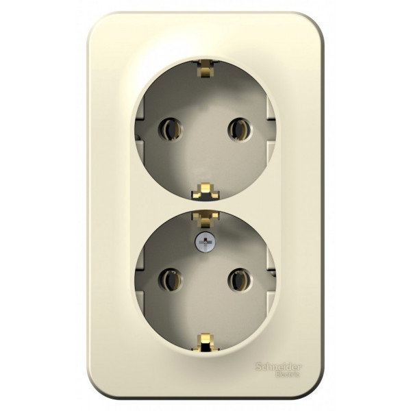 Розетка Schneider Electric BLANCA 2х-мест. с заземлением О/У 16А/250В МОЛОЧНЫЙ