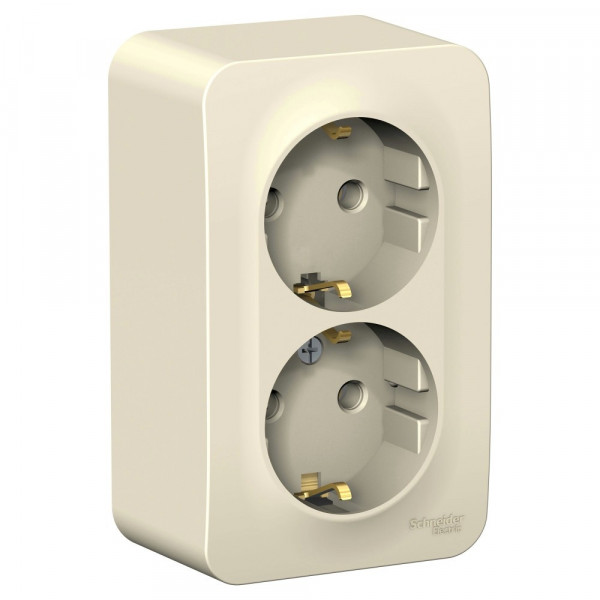 Розетка Schneider Electric BLANCA 2х-мест. с заземлением О/У 16А/250В МОЛОЧНЫЙ