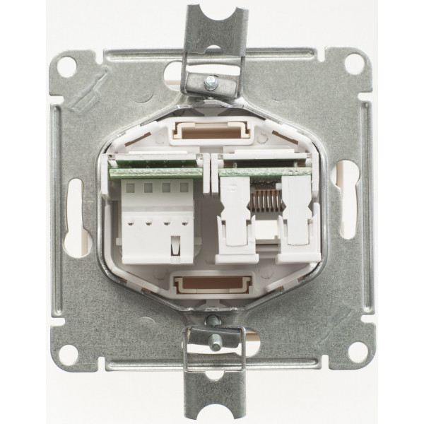 W59 РОЗЕТКА двойная RJ11+RJ45 кат.5e, механизм, СЛОНОВАЯ КОСТЬ