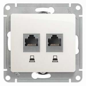 GLOSSA РОЗЕТКА двойная компьютерная RJ45+RJ45 кат. 5e, механизм, ПЕРЛАМУТР