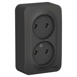 Розетка Schneider Electric BLANCA 2х-мест. О/У 16А/250В АНТРАЦИТ