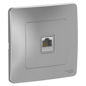 Розетка Schneider Electric BLANCA компьютерная RJ45 кат.5e С/У АЛЮМИНИЙ