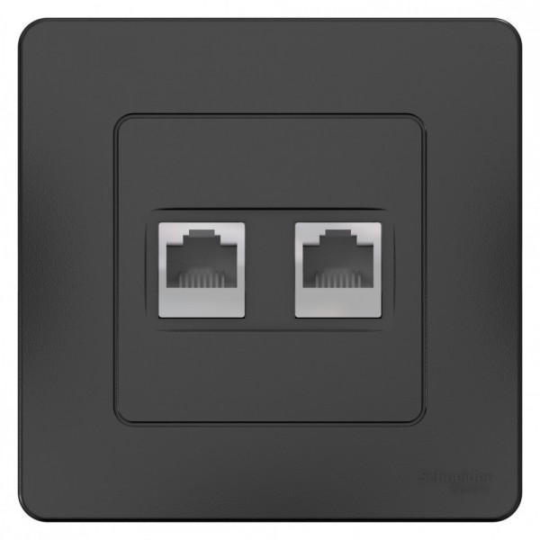 Блок розеток Schneider Electric BLANCA комп. RJ45 + телеф. RJ11 С/У АНТРАЦИТ