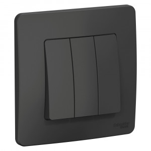 Выключатель Schneider Electric BLANCA 3х-клав. с подсвет. С/У 10АХ/250B АНТРАЦИТ