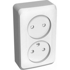 Розетка Schneider Electric ЭТЮД 2х-мест. О/У со шт. 16А/250В БЕЛЫЙ