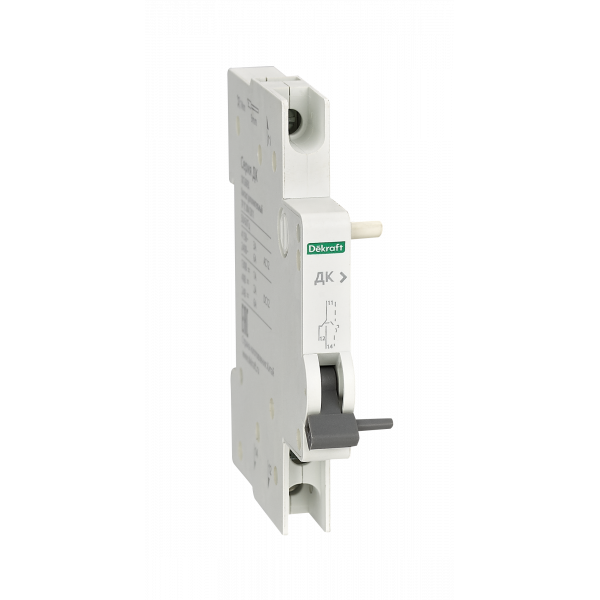 Контакт дополнительный ДК-201 AC-12: Ue/Ie:AC415В/3A, AC240В/6A DC-12: Ue/Ie:DC130В/1A, DC48В/2A,