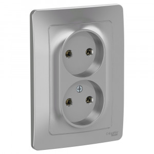 Розетка Schneider Electric BLANCA 2х-мест. С/У 16А/250В АЛЮМИНИЙ