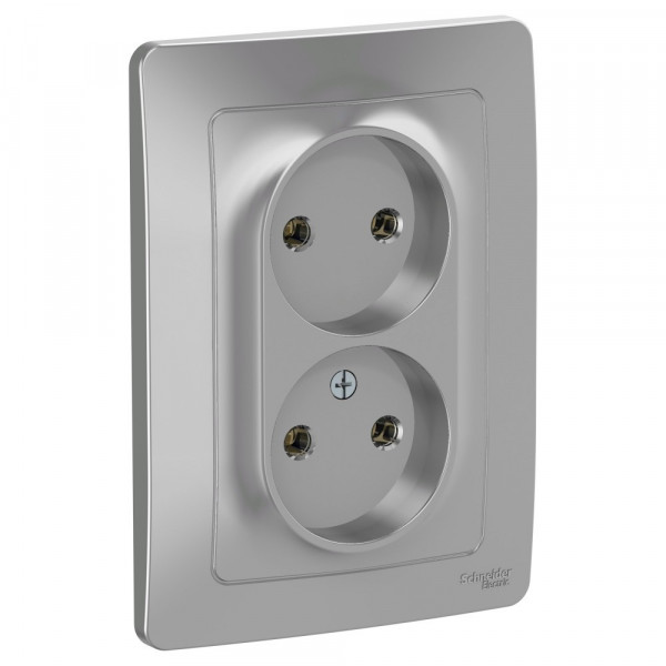 Розетка Schneider Electric BLANCA 2х-мест. С/У 16А/250В АЛЮМИНИЙ