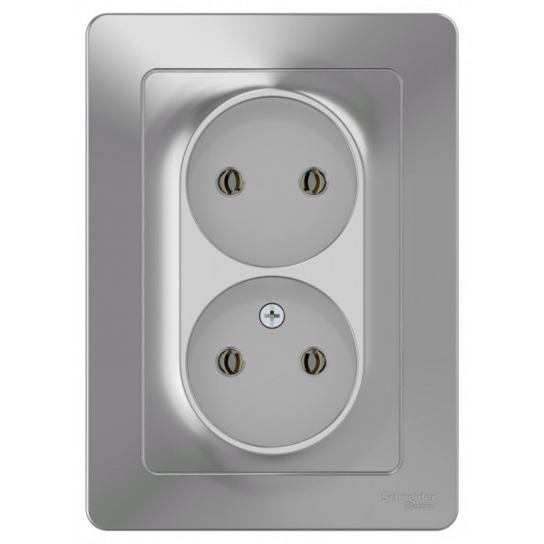 Розетка Schneider Electric BLANCA 2х-мест. С/У 16А/250В АЛЮМИНИЙ