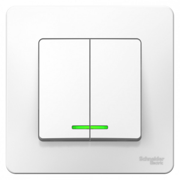 Выключатель Schneider Electric BLANCA 2х-клав. с подсвет. С/У 6А/250B БЕЛЫЙ