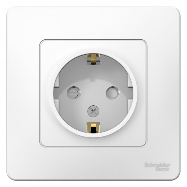 Розетка Schneider Electric BLANCA 1-мест. заземл.+шторки С/У 16А/250В БЕЛЫЙ