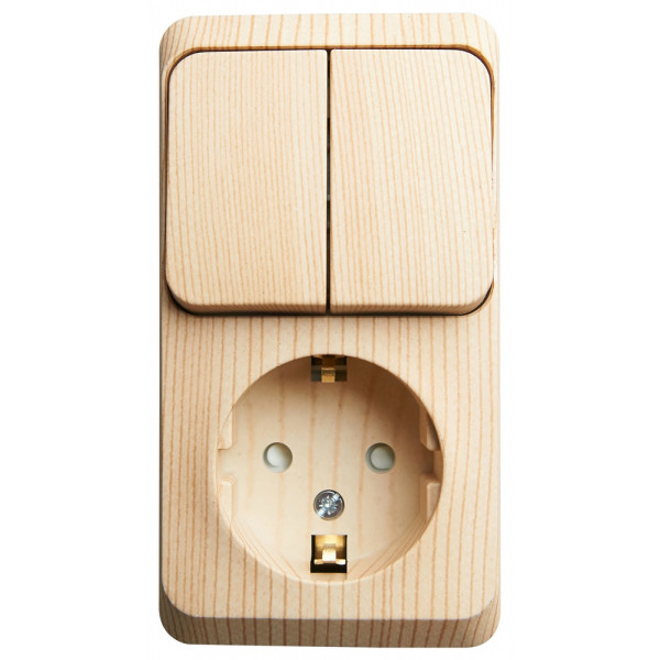 Блок Schneider Electric ЭТЮД розетка/2х-клав. выкл. О/У 16А/10A 250В СОСНА