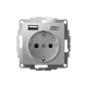 ATLASDESIGN РОЗЕТКА 16А c 2 USB A+C, 5В/2,4А/3,0А, 2х5В/1,5А, механизм, АЛЮМИНИЙ