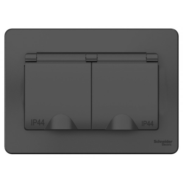 Розетка Schneider Electric BLANCA 2х-мест. IP44 заземл.+шторки С/У 16А/250В АНТРАЦИТ