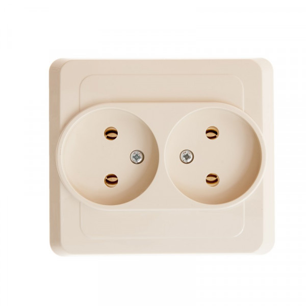 Розетка Schneider Electric ЭТЮД 2х-мест. С/У 16А/250В КРЕМОВЫЙ
