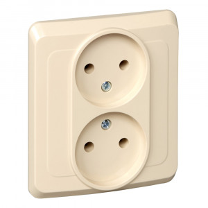 Розетка Schneider Electric ЭТЮД 2х-мест. С/У 16А/250В КРЕМОВЫЙ