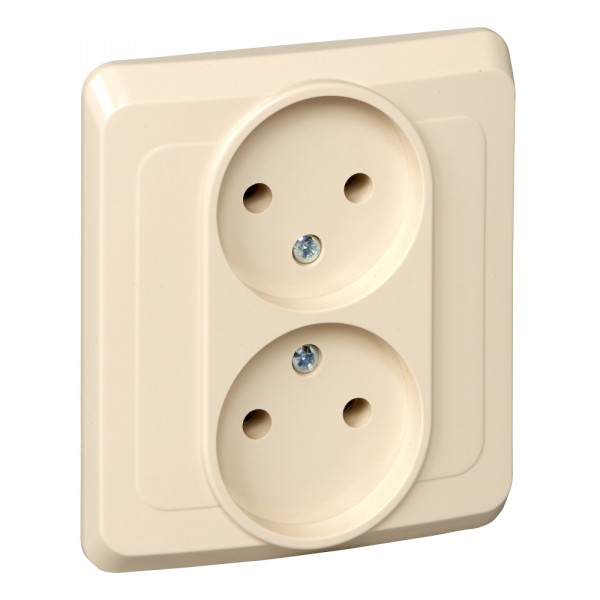 Розетка Schneider Electric ЭТЮД 2х-мест. С/У 16А/250В КРЕМОВЫЙ