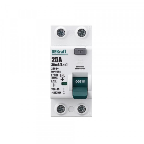 Выкл. диф. тока (ВДТ) УЗО-03 электромех. 2P 25А 30мА тип A 6кА