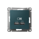 ATLASDESIGN USB РОЗЕТКА A+A, 5В/2,1А, 2х5В/1,05А, механизм, ИЗУМРУД