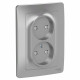 Розетка Schneider Electric BLANCA 2х-мест. со шторками С/У 16А/250В АЛЮМИНИЙ