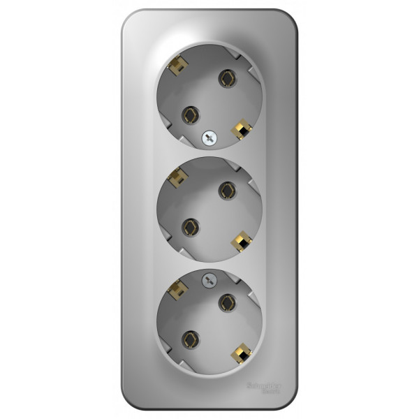 Розетка Schneider Electric BLANCA 3х-мест. с заземлением О/У 16А/250В АЛЮМИНИЙ