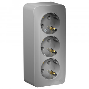Розетка Schneider Electric BLANCA 3х-мест. с заземлением О/У 16А/250В АЛЮМИНИЙ